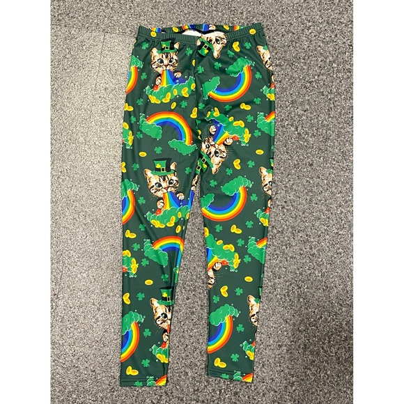 Unbranded Pants - Womens St Patricks Day Rainbow‎ Irish Cat Leggings Green Leprechaun Hat Large
